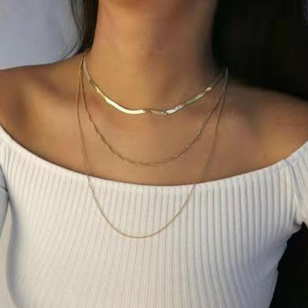 pendant necklaces necklace 2021 trend flattened snake chain bead for women twist multi-layer chains jewelry gift collares, Silver
pendant necklaces necklace 2021 trend flattened snake chain bead for women twist multi-layer chains jewelry gift collares, Silver