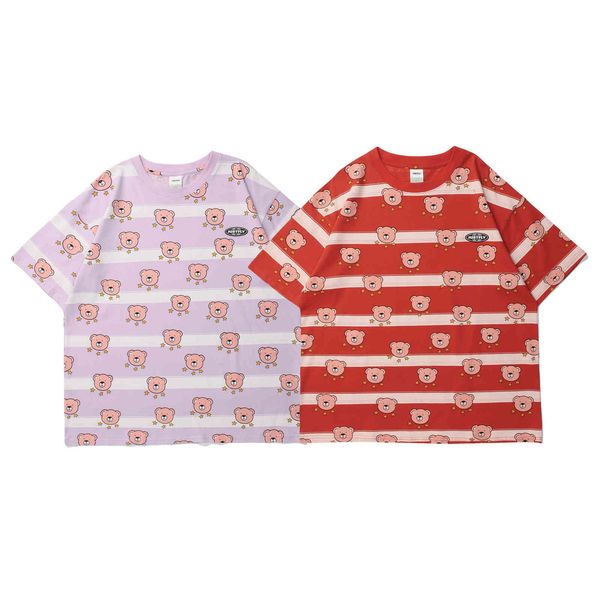 justfly2021 summer new wind stripe contrast cartoon print fashion couple loose short sleeve t-shirt, White;black
justfly2021 summer new wind stripe contrast cartoon print fashion couple loose short sleeve t-shirt, White;black