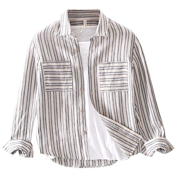 business men casual linen striped shirt back embroidery fashion men's long sleeve pocket decoration white gray blue shirts, White;black
business men casual linen striped shirt back embroidery fashion men's long sleeve pocket decoration white gray blue shirts, White;black