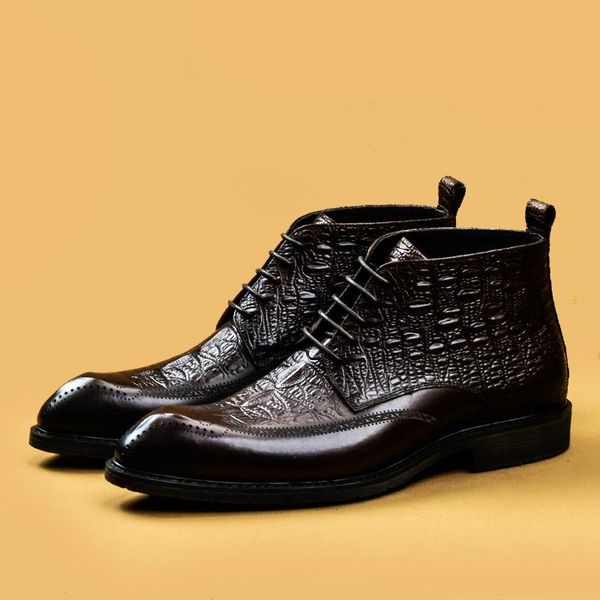 dress shoes great2021 autumn fashion men's genuine high business trend crocodile pattern large size pointed leather boots, Black
dress shoes great2021 autumn fashion men's genuine high business trend crocodile pattern large size pointed leather boots, Black