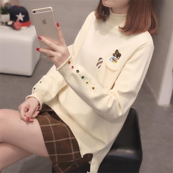 embroidered sweater women's knitted autumn and winter embroidery korean high neck loose pullover bottoming women 210427, White;black
embroidered sweater women's knitted autumn and winter embroidery korean high neck loose pullover bottoming women 210427, White;black