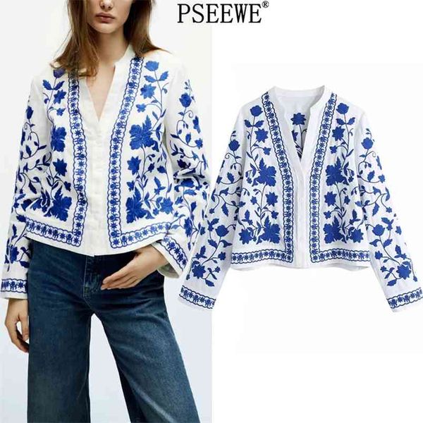 women blue embroidery white shirt woman long sleeve chinese style vintage female elegant button up 210519
women blue embroidery white shirt woman long sleeve chinese style vintage female elegant button up 210519
