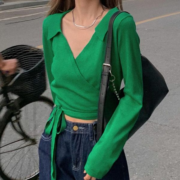 women's knits & tees 2021 early autumn solid long sleeve sweater vintage v-neck bandage design cropped korean chic slim elegant jumper, White
women's knits & tees 2021 early autumn solid long sleeve sweater vintage v-neck bandage design cropped korean chic slim elegant jumper, White