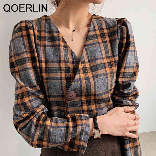 qoerlin 3xl women's elegant blouse plus size vintage v-neck plaid crop shirts women's one button jacket shorts blouse 210416, White
qoerlin 3xl women's elegant blouse plus size vintage v-neck plaid crop shirts women's one button jacket shorts blouse 210416, White