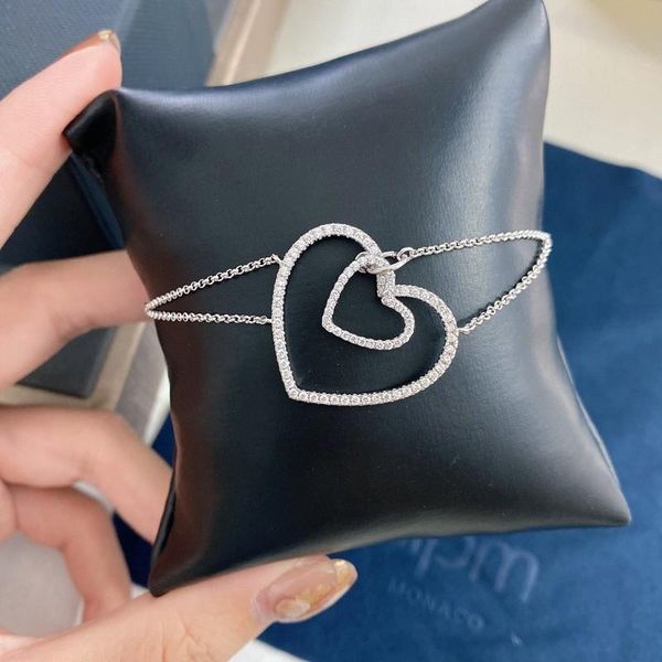 link, chain european fashion girl silver color double heart bracelets shining gift for lovers friends bracelet femme pulseras zk30, Black
link, chain european fashion girl silver color double heart bracelets shining gift for lovers friends bracelet femme pulseras zk30, Black