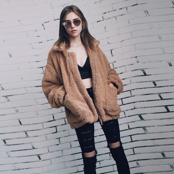 women's fur & faux elegant coat women autumn winter warm soft zipper jacket female plush overcoat with pocket casual outerwear kh5p, Black
women's fur & faux elegant coat women autumn winter warm soft zipper jacket female plush overcoat with pocket casual outerwear kh5p, Black