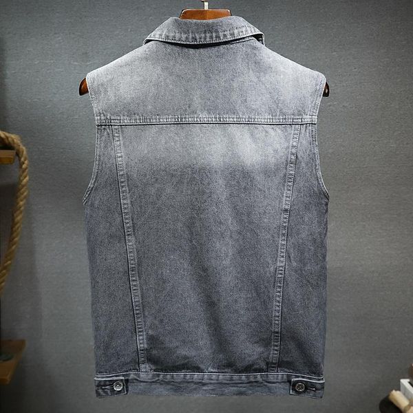 men's vests men denim vest vintage biker sleeveless cowboy jacket spring summer gray single breasted slim fit casual waistcoat male m-3, Black;white
men's vests men denim vest vintage biker sleeveless cowboy jacket spring summer gray single breasted slim fit casual waistcoat male m-3, Black;white