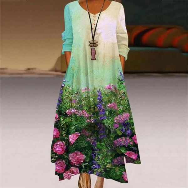 casual dresses plus size dress women daisy print bohemian elegant irregular daily long sleeve vintage o-neck maxi vestidos, Black;gray
casual dresses plus size dress women daisy print bohemian elegant irregular daily long sleeve vintage o-neck maxi vestidos, Black;gray