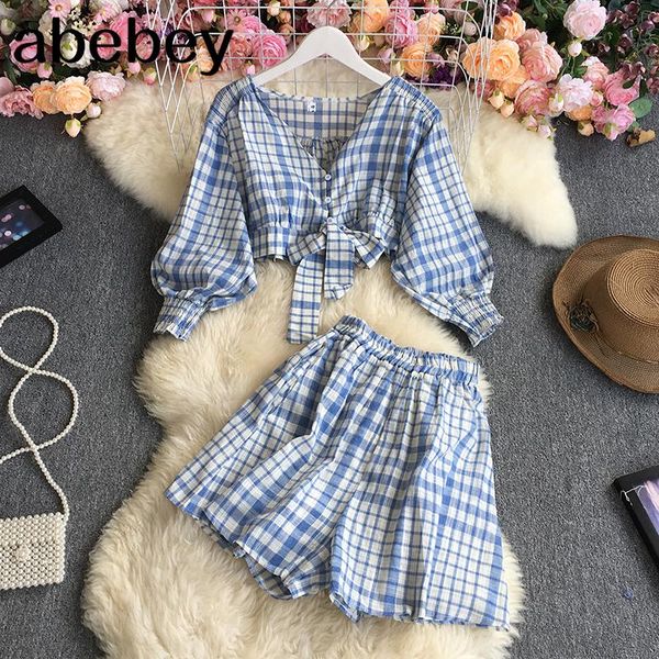 women's tracksuits 2021 spring autumn fashion v-neck long sleeve short bandage plaid shirt + high waist leisure wide leg shorts two-pie, Gray
women's tracksuits 2021 spring autumn fashion v-neck long sleeve short bandage plaid shirt + high waist leisure wide leg shorts two-pie, Gray