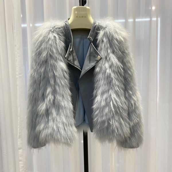 women's fur & faux women real raccoon coat motorcycle jacket with sheepskin leather female winter warm single clothing, Black
women's fur & faux women real raccoon coat motorcycle jacket with sheepskin leather female winter warm single clothing, Black