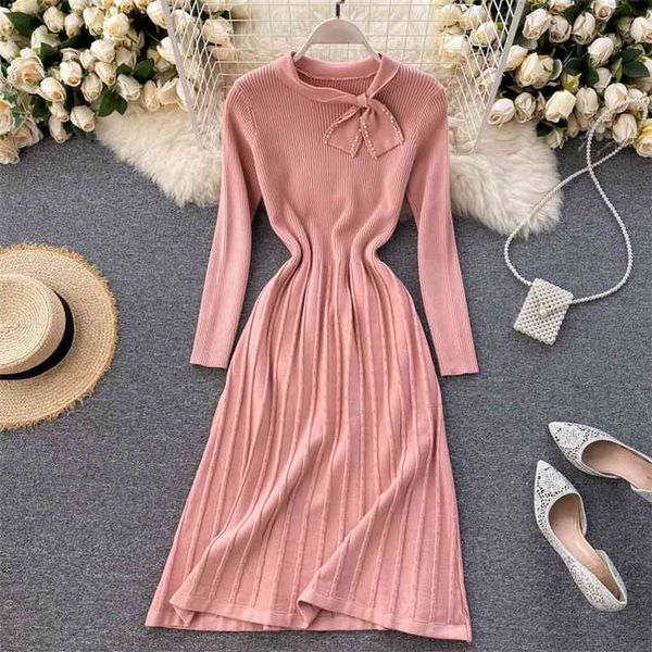 vintage autumn winter korean knitted sweater midi long dress female party sleeve women pleated vestidos robe 210514, Black;gray
vintage autumn winter korean knitted sweater midi long dress female party sleeve women pleated vestidos robe 210514, Black;gray