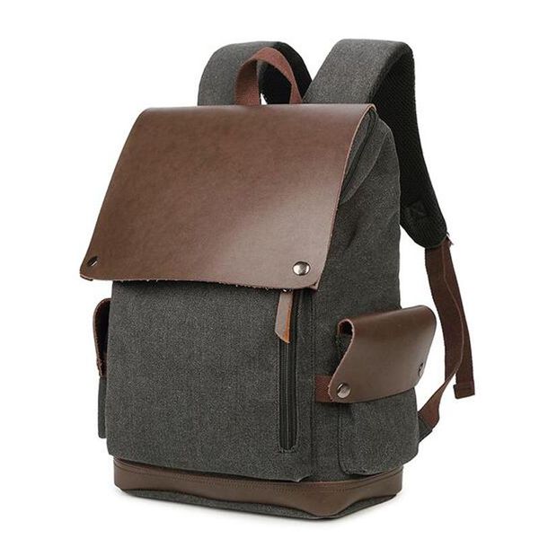 backpack men's vintage canvas lapleather cover zipper solid travel school bag pack for men
backpack men's vintage canvas lapleather cover zipper solid travel school bag pack for men