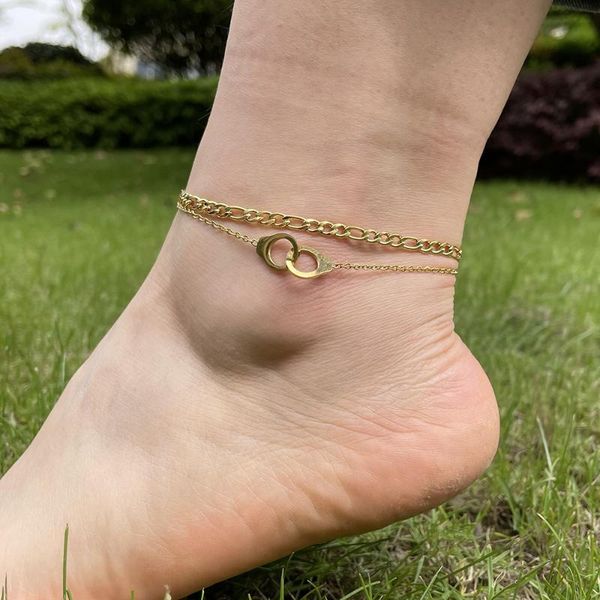 anklets cazador handcuff double chain anklet bracelet on the leg women's stainless steel jewelry holloween christmas wedding gift, Red;blue
anklets cazador handcuff double chain anklet bracelet on the leg women's stainless steel jewelry holloween christmas wedding gift, Red;blue