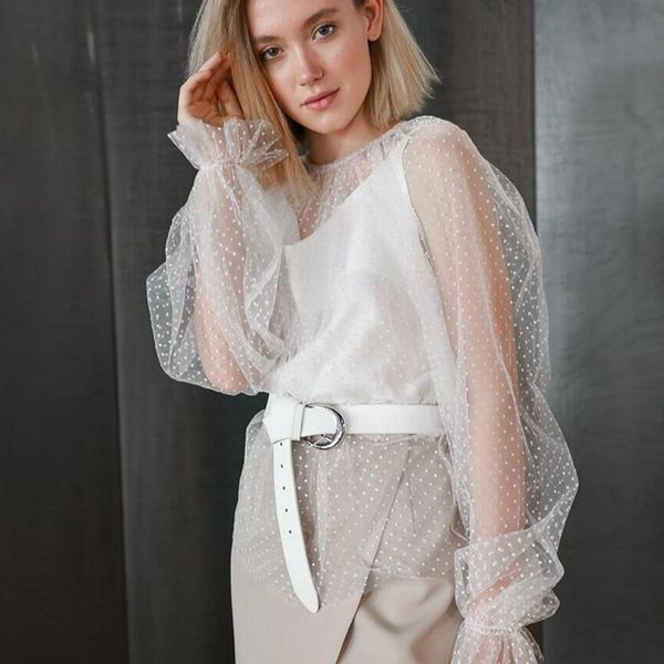 women's blouses & shirts spring summer women lace shirt white polka dot mesh see-through long sleeve sexy
women's blouses & shirts spring summer women lace shirt white polka dot mesh see-through long sleeve sexy
