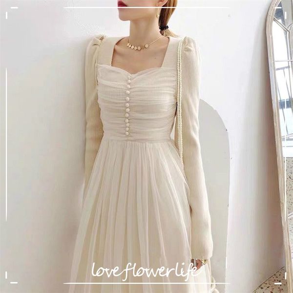sweet lace knit dress korean causual long sleeve french vintage dress women fashion evening party dress female winter 210521, Black;gray
sweet lace knit dress korean causual long sleeve french vintage dress women fashion evening party dress female winter 210521, Black;gray