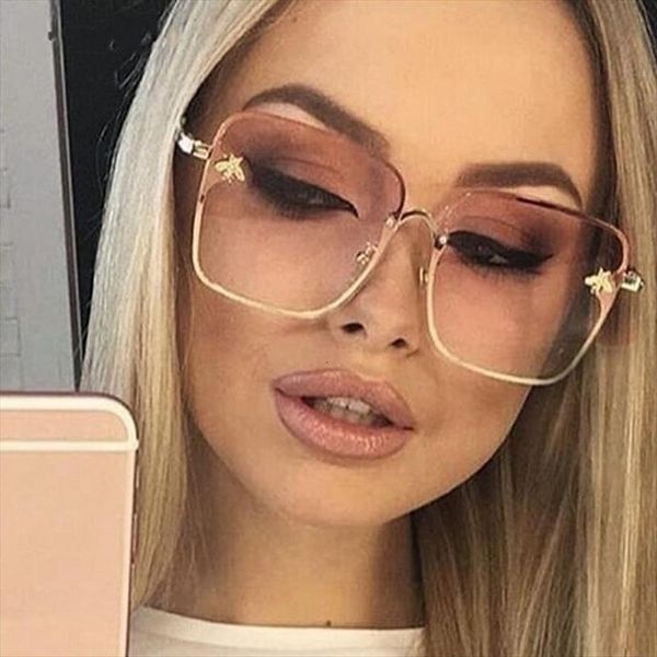 oversize square sunglasses for women brand rimless bee sun glasses fashion lady tinted gradient shades, White;black
oversize square sunglasses for women brand rimless bee sun glasses fashion lady tinted gradient shades, White;black