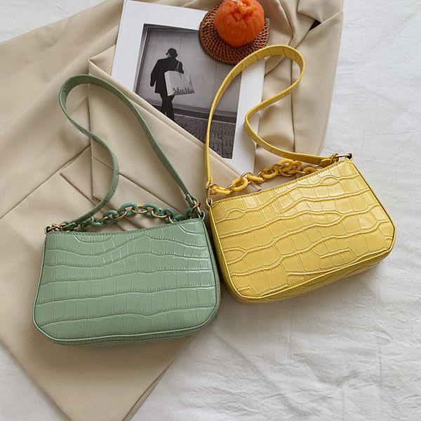 retro fashion pattern chain bag female 2021 crocodile trendy bags popular one-shoulder handbag small new armpit aaunu