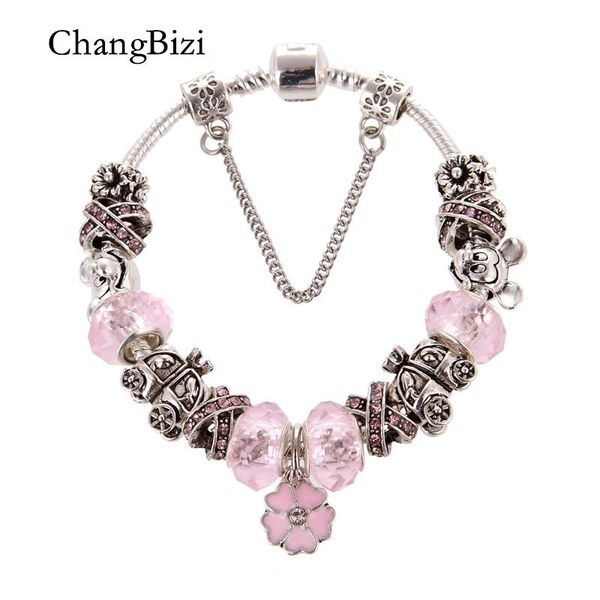 charm bracelets european style silver plated flower pendant pink crystal fashion cute elegant charms pan & bangles for women gift, Golden;silver
charm bracelets european style silver plated flower pendant pink crystal fashion cute elegant charms pan & bangles for women gift, Golden;silver