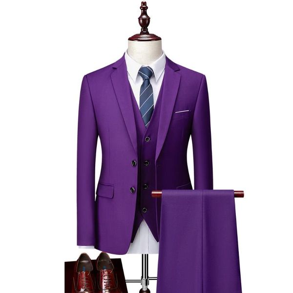 men's suits & blazers purple solid mens blazer jacket slim casual wedding business men 3 piece (blazer+pants+vest) costume homme 12colo, White;black
men's suits & blazers purple solid mens blazer jacket slim casual wedding business men 3 piece (blazer+pants+vest) costume homme 12colo, White;black