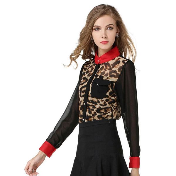 summer chiffon leopard stand neck blouse longsleeve button women slim-type cardigan casual patchwork blusas women's blouses & shirt, White
summer chiffon leopard stand neck blouse longsleeve button women slim-type cardigan casual patchwork blusas women's blouses & shirt, White