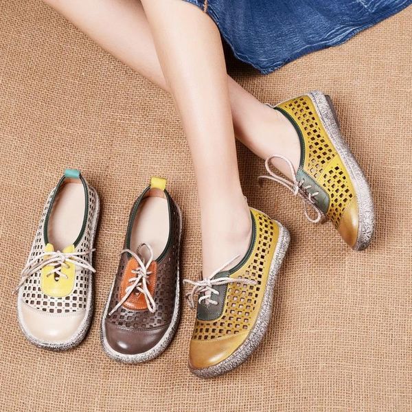 leather lace-up casual hole shoes, flat-bottomed hollow all-match student baotou color stitching women's sandals, Black
leather lace-up casual hole shoes, flat-bottomed hollow all-match student baotou color stitching women's sandals, Black