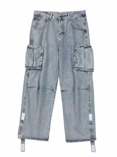 men's jeans autumn trend tooling loose big pocket wide-leg pants harajuku style light color drape old daddy trousers, Blue
men's jeans autumn trend tooling loose big pocket wide-leg pants harajuku style light color drape old daddy trousers, Blue