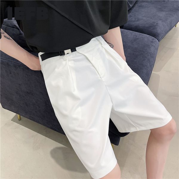 iefb summer fashion personality design asymmetric placket ribbon buckle side elastic suit shorts black white 9y7538 210524, White;black 
iefb summer fashion personality design asymmetric placket ribbon buckle side elastic suit shorts black white 9y7538 210524, White;black