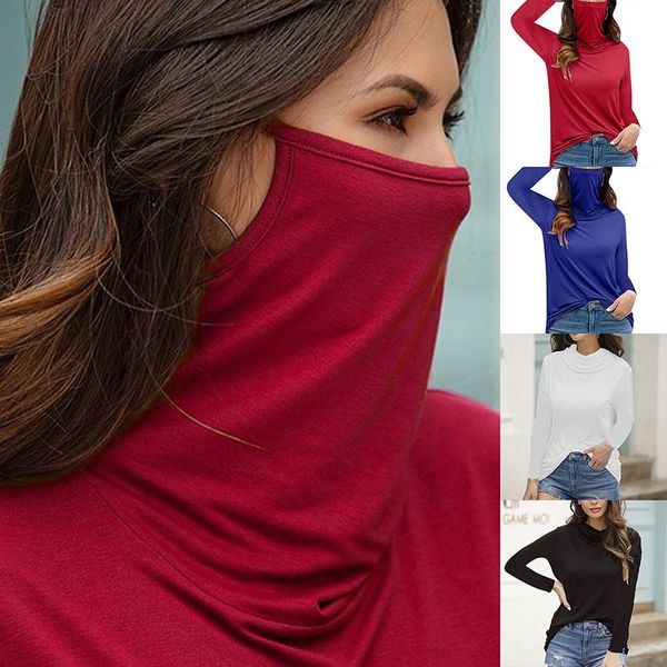 women's t-shirt design women multifunctional face cover collar integrated solid tshirt fashion simple long-sleeved, White
women's t-shirt design women multifunctional face cover collar integrated solid tshirt fashion simple long-sleeved, White