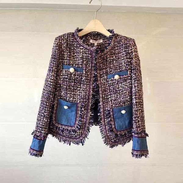 winter tweed coat spring women's small fragrance long sleeve denim patchwork woolen fringed trim tassels runway jacket 210603, Black
winter tweed coat spring women's small fragrance long sleeve denim patchwork woolen fringed trim tassels runway jacket 210603, Black