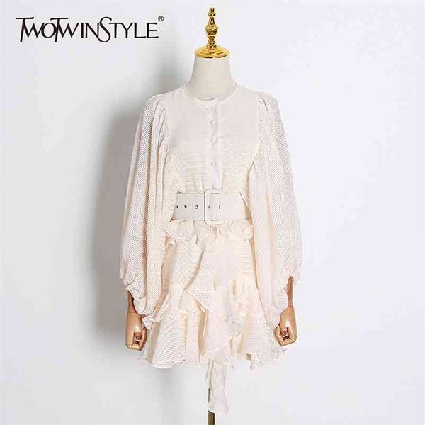 twotwinstyle vintage patchwork ruffles women dresses o neck lantern long sleeve high waist with sashes dress female fashion tide 210409, Black;gray
twotwinstyle vintage patchwork ruffles women dresses o neck lantern long sleeve high waist with sashes dress female fashion tide 210409, Black;gray
