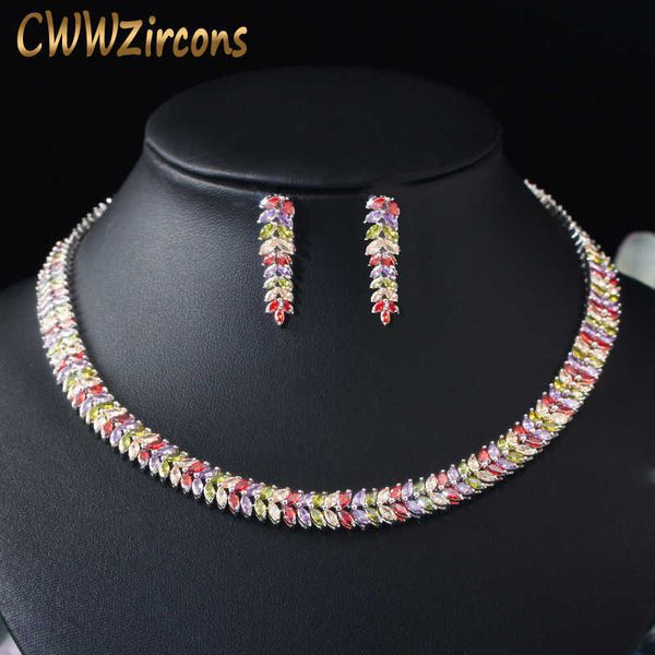 cwwzircons marquise cut colorful cubic zirconia stones bridal round choker necklace earring set for women wedding jewelry t074 h1022, Silver
cwwzircons marquise cut colorful cubic zirconia stones bridal round choker necklace earring set for women wedding jewelry t074 h1022, Silver