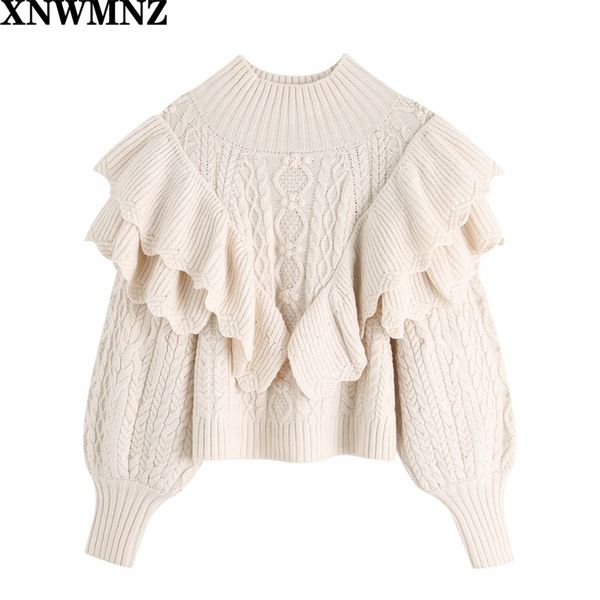 women fashion ruffled cropped knitted sweater vintage high neck lantern sleeve female pullovers chic 210520, White;black
women fashion ruffled cropped knitted sweater vintage high neck lantern sleeve female pullovers chic 210520, White;black