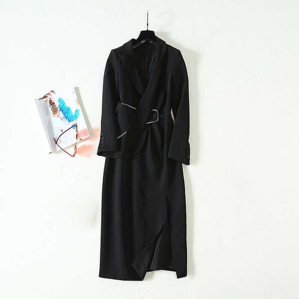 autumn winter designer women's elegant turn-down collar long sleeve split mid-calf dress 210526, Black;gray
autumn winter designer women's elegant turn-down collar long sleeve split mid-calf dress 210526, Black;gray
