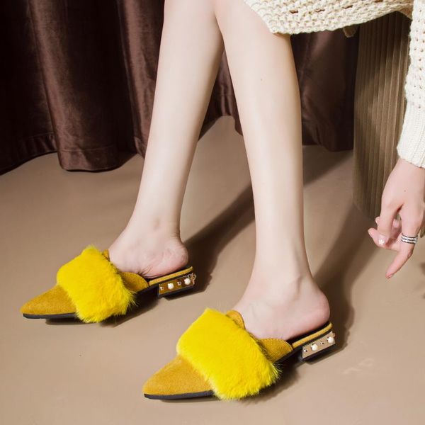 slippers 2021 women's pointed-toe furry semi slipper outside pearl mules shoes students closed-toe suede daily low heel, Black
slippers 2021 women's pointed-toe furry semi slipper outside pearl mules shoes students closed-toe suede daily low heel, Black