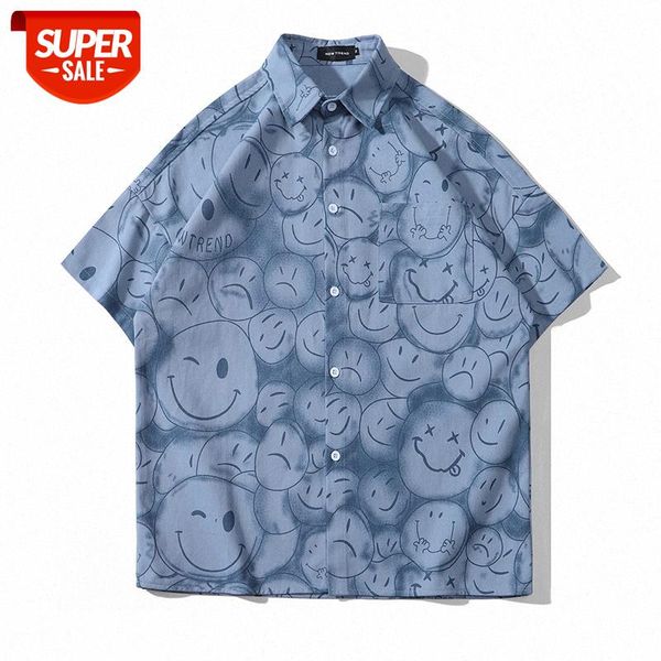 full print shirt men's handsome half-sleeved smiling face tee couple loose short jacket #8h66, White;black
full print shirt men's handsome half-sleeved smiling face tee couple loose short jacket #8h66, White;black