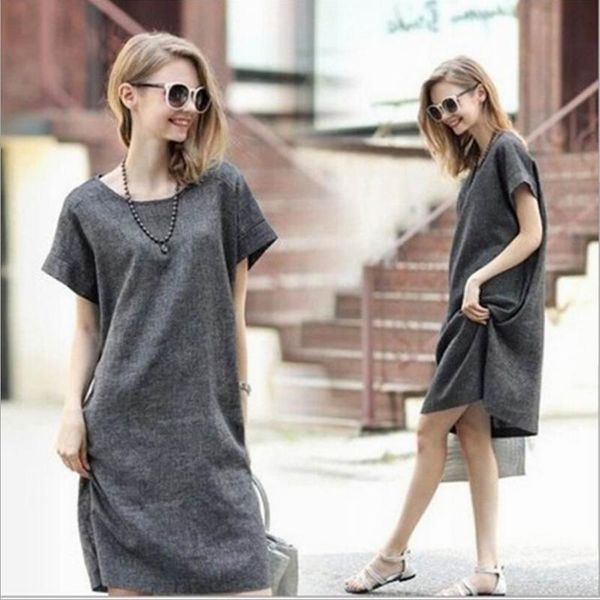 casual dresses summer dress women cotton linen loose plus size gray office fashion lady's clothing, Black;gray
casual dresses summer dress women cotton linen loose plus size gray office fashion lady's clothing, Black;gray
