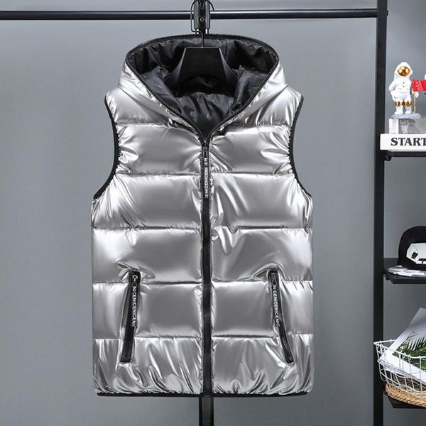 women's vests autumn winter bright hooded for women sleeveless down cotton waistcoat men zipper jacket reversible clothes, Black;white
women's vests autumn winter bright hooded for women sleeveless down cotton waistcoat men zipper jacket reversible clothes, Black;white