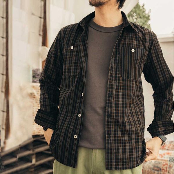 men's casual shirts patchwork red plaid shirt dark stripes mens button-down cotton workshirt, White;black
men's casual shirts patchwork red plaid shirt dark stripes mens button-down cotton workshirt, White;black