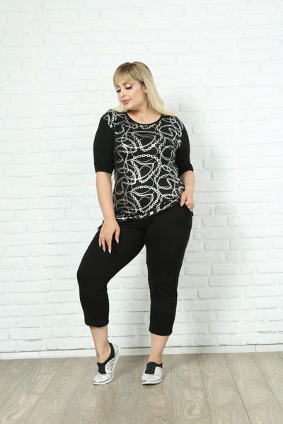 women's two piece pants diaves plus size women summer fashion pieces chain pattern printed causal viscon capri short sleeve blouses set, White
women's two piece pants diaves plus size women summer fashion pieces chain pattern printed causal viscon capri short sleeve blouses set, White