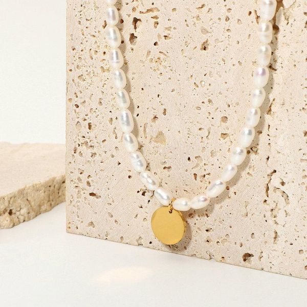 pendant necklaces minar charms natural freshwater pearl for women gold color round coin stainless steel choker necklace simple jewelry, Silver
pendant necklaces minar charms natural freshwater pearl for women gold color round coin stainless steel choker necklace simple jewelry, Silver