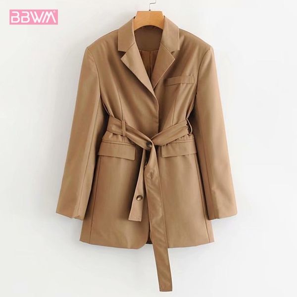 retro solid color korean long sleeve lapel belt women's jacket autumn waist british tie slim female coat 210507, Black;brown
retro solid color korean long sleeve lapel belt women's jacket autumn waist british tie slim female coat 210507, Black;brown