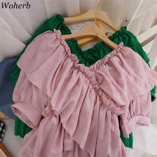 women off shoulder chiffon blouse elegant ruffle korean style sweet girls chic design thin fashion femme shirts 210519, White
women off shoulder chiffon blouse elegant ruffle korean style sweet girls chic design thin fashion femme shirts 210519, White