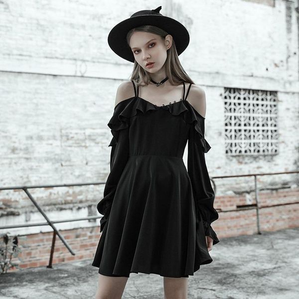 casual dresses punk rave women gothic off shoulder ruffles sleeved dress girl's summer fashion chiffon, Black;gray
casual dresses punk rave women gothic off shoulder ruffles sleeved dress girl's summer fashion chiffon, Black;gray