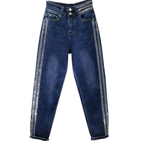 women's jeans heavy work drilling high waist jeans women autumn new fashion ankle length harem pants ctk6, Blue
women's jeans heavy work drilling high waist jeans women autumn new fashion ankle length harem pants ctk6, Blue