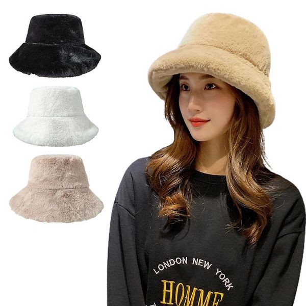 plush fisherman's hat bucket women's winter warm basin cap casual fur thermal wool outdoor hats, Black;white
plush fisherman's hat bucket women's winter warm basin cap casual fur thermal wool outdoor hats, Black;white