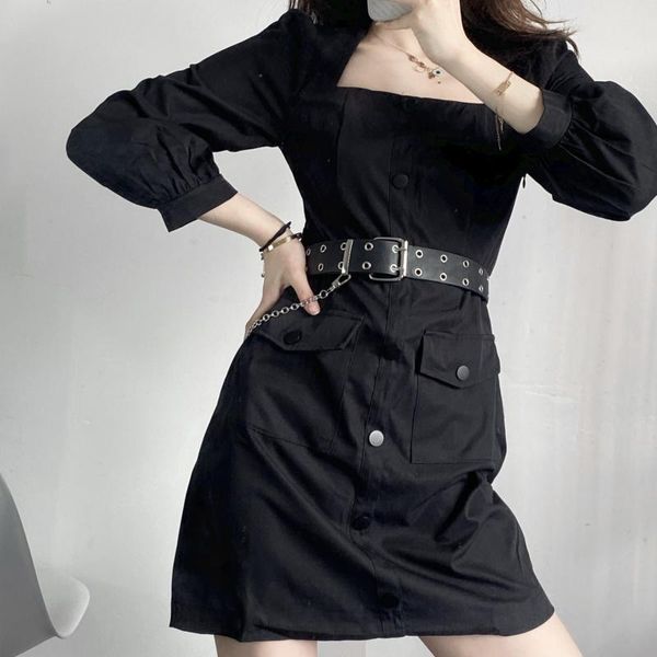 autumn 2021 korean style chic retro square collar cargo dress slimming long sleeve female trend casual dresses, Black;gray
autumn 2021 korean style chic retro square collar cargo dress slimming long sleeve female trend casual dresses, Black;gray
