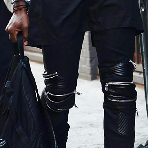 men's jeans european and american split leather pu zipper decorative large size casual pants stage hip hop dance trend vjgl, Blue
men's jeans european and american split leather pu zipper decorative large size casual pants stage hip hop dance trend vjgl, Blue