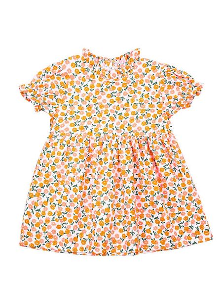 little girls summer dress, cute short puff sleeve ruffle collar floral print loose dress girl's dresses, Red;yellow
little girls summer dress, cute short puff sleeve ruffle collar floral print loose dress girl's dresses, Red;yellow
