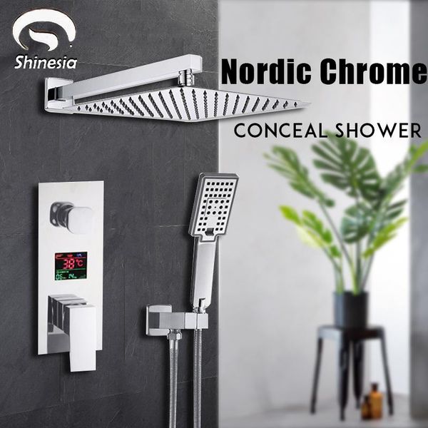 shinesia chrome conceal system bathroom shower faucet set with digital temperature display wall mounted ultra thin head sets
shinesia chrome conceal system bathroom shower faucet set with digital temperature display wall mounted ultra thin head sets