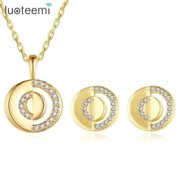 earrings & necklace luoteemi jewelry sets for women gold color round earring cubic zirconia korean fashion female ensemble femme, Silver
earrings & necklace luoteemi jewelry sets for women gold color round earring cubic zirconia korean fashion female ensemble femme, Silver